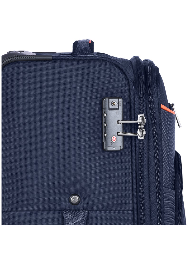 eminent - Unisex Soft Travel Bag Large Luggage Trolley Polyester Lightweight Expandable 4 Double Spinner Wheeled Suitcase with 3 Digit TSA lock E788 Navy Blue - Image 1