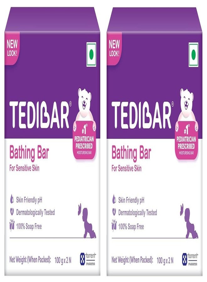 Tedibar Moisturising Baby Bathing Bar 100gx2 (Pack of 2) 100% Soap Free No. 1* Pediatrician Prescribed Moisturising Bar - By Torrent Pharma - Image 1