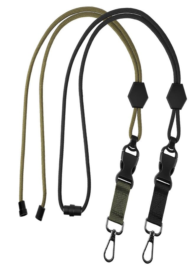 Prudiut 2 Pack Breakaway Lanyards for Id Badges, Safety Break Away Lanyard with Detachable Buckle Heavy Duty Id Badge Lanyard for Keys (Black, Army Green) - Image 1