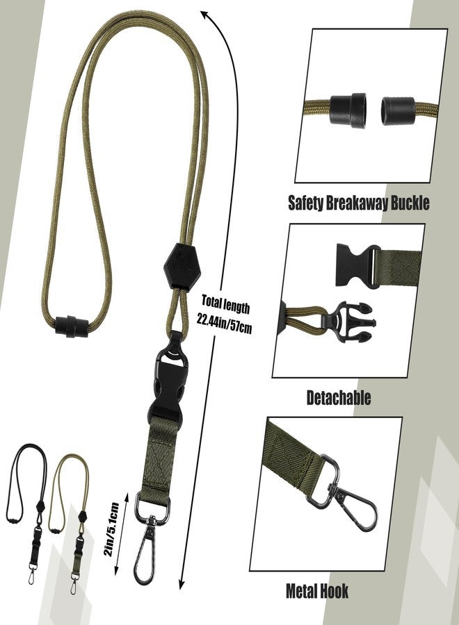 Prudiut 2 Pack Breakaway Lanyards for Id Badges, Safety Break Away Lanyard with Detachable Buckle Heavy Duty Id Badge Lanyard for Keys (Black, Army Green) - Image 2