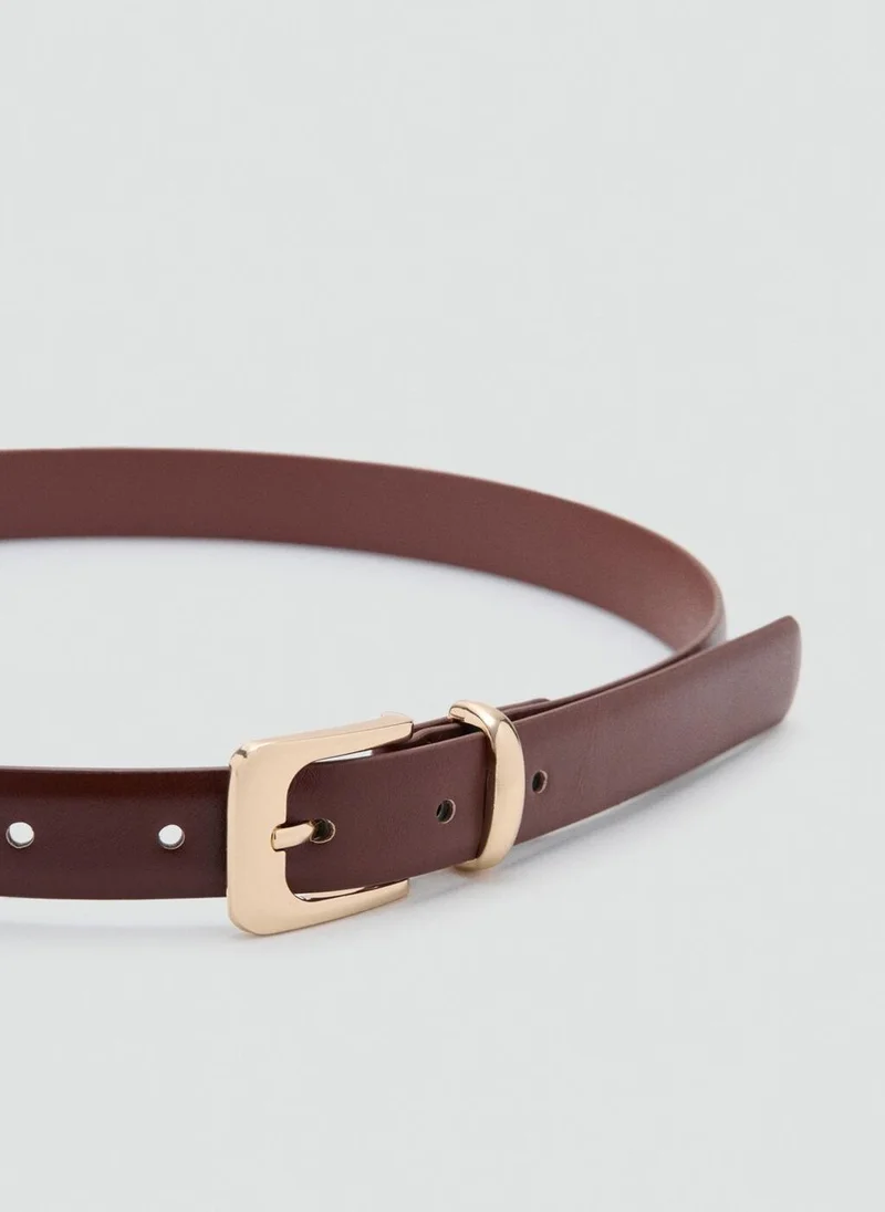 Mango 30-MARRON Square Buckle Belt for Women | Best Price UAE