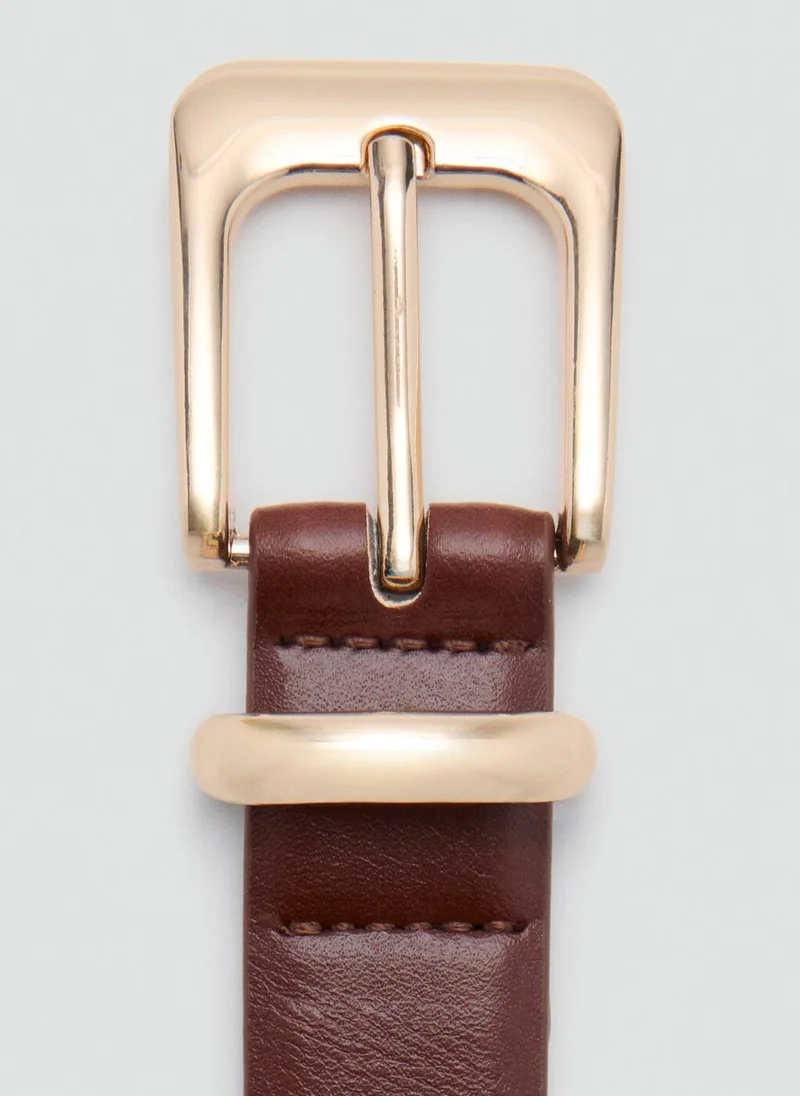 Mango 30-MARRON Square Buckle Belt for Women | Best Price UAE