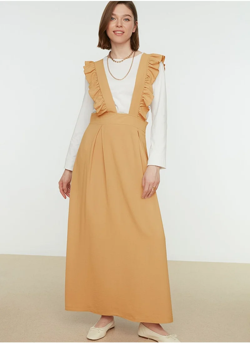 trendyol Crew Neck Pleated Dress