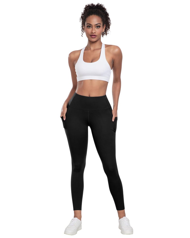LZYVOO Leggings with Pockets for Women, 6 Packs Soft High Waisted Tummy Control Workout Yoga Pants(6Black-M) - Image 2