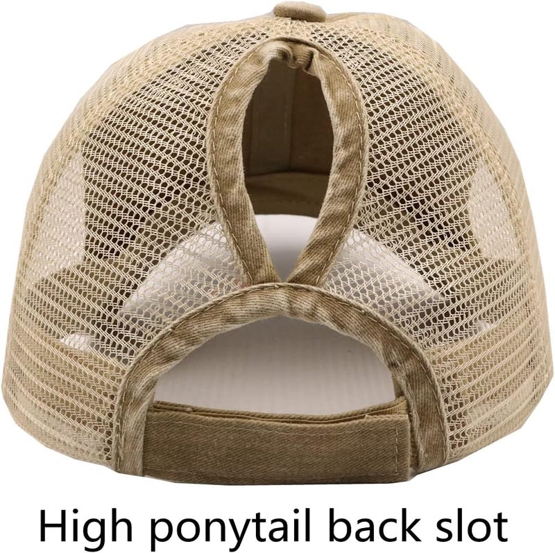 ProMindFun Womens Pony Hat High Ponytail Baseball Cap Girls Messy Bun Caps Camouflage Trucker Bad Hair Day Adjustable Dad Hat - Image 5