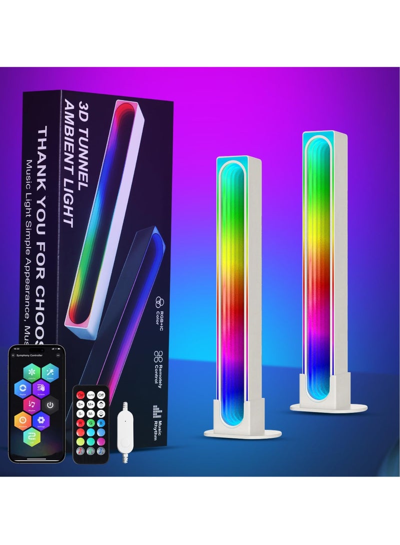 Excefore شريط إضاءة الألعاب LED (2 قطعة)، إضاءة محيطية للتلفاز والألعاب، مصباح إضاءة خلفي للتلفاز مع تحكم عبر التطبيق/تصميم ذاتي/توقيت/تزامن موسيقي، شريط ضوء RGB ذكي لتدفق الإضاءة للتلفاز، الكمبيوتر، الألعاب، السيارة، المكتب، الغرفة - Image 1