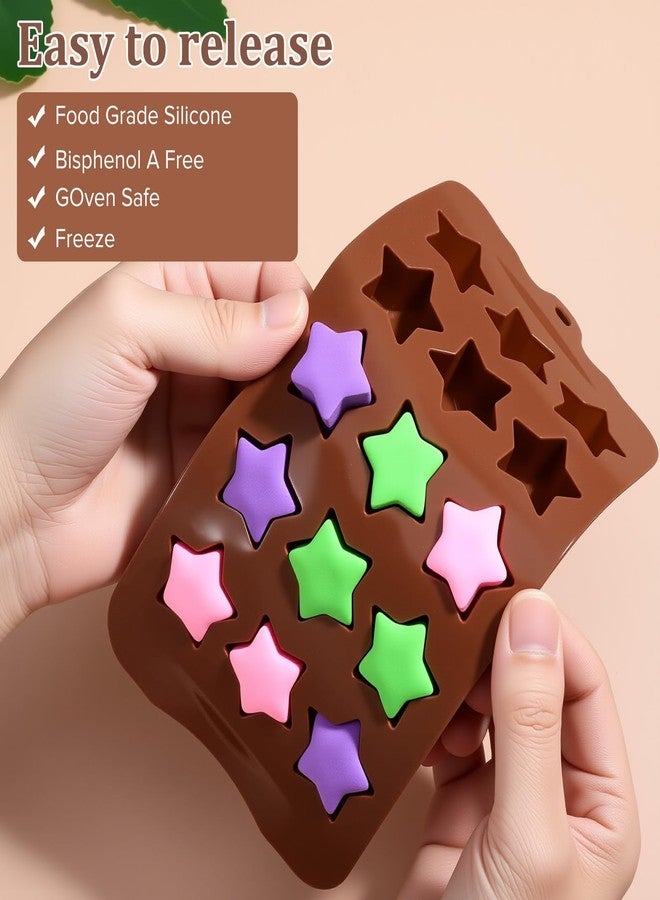 Gtziqa Star Silicone Mold, 2 Pcs 15 Cavities Star Shaped Chocolate Mold Ice Cube Tray Mini 3D Nonstick Cake Molds for Jello, Candy, Soap, Resin, Cookie, Gummy, Pastry (Brown) - Image 4