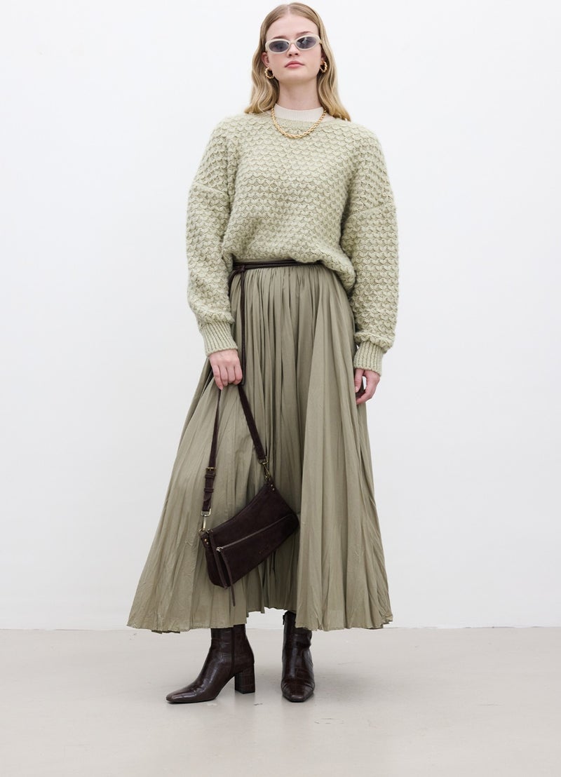 Manuka Patterned Knitted Sweater Soft Green  - Image 2