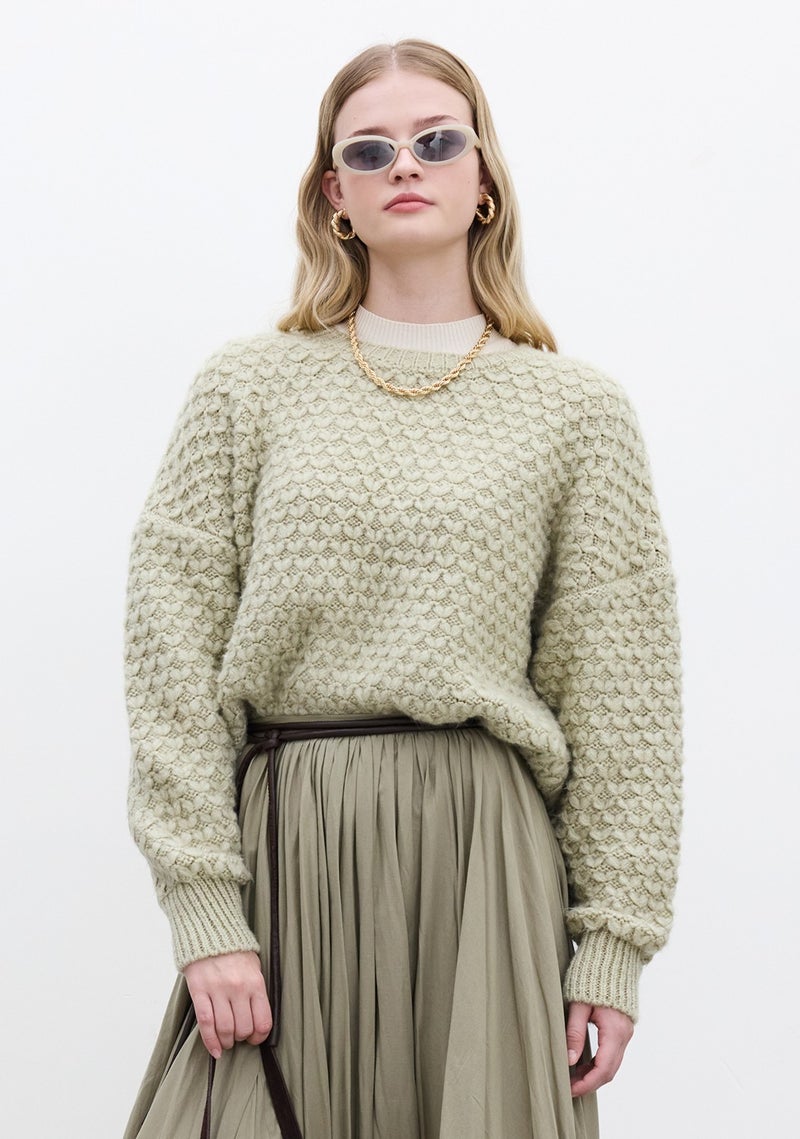 Manuka Patterned Knitted Sweater Soft Green  - Image 5