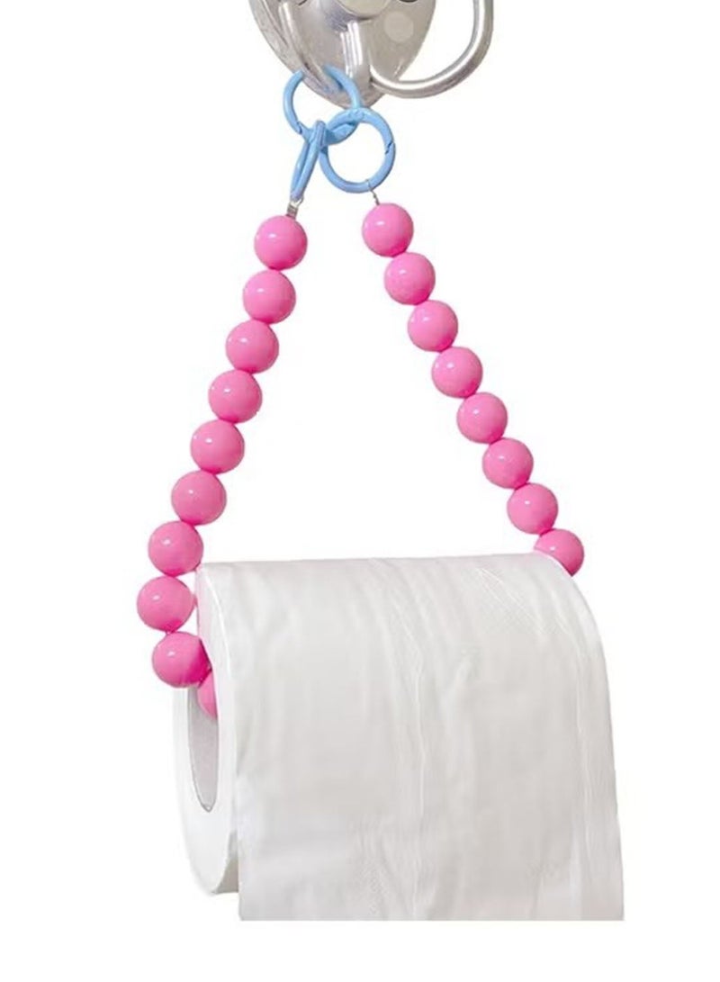 Dopamine Pearl Toilet Paper Holder Wall Mounted – No-Drill PET Bathroom Tissue Holder, Creative Roll Paper Storage Rack for Restroom & Washroom Decor (Pink) - Image 1