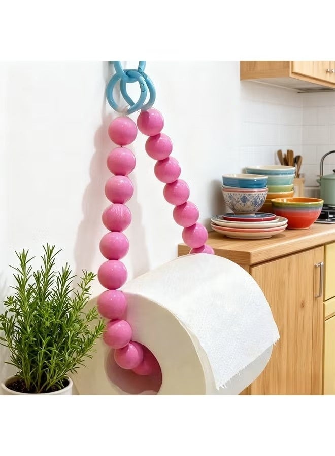 Dopamine Pearl Toilet Paper Holder Wall Mounted – No-Drill PET Bathroom Tissue Holder, Creative Roll Paper Storage Rack for Restroom & Washroom Decor (Pink) - Image 3