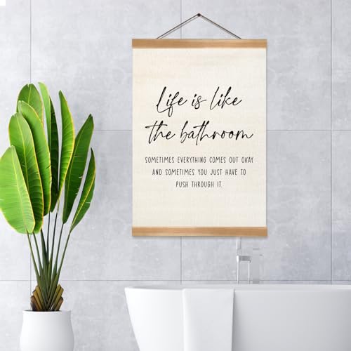 ZTGDA Funny Bathroom Decor Wall Art,Life is Like The Bathroom Canvas Poster, Restroom Humor Sign, Inspirational Hanging Wall Art Print for Toilet, Guest Bathroom, Powder Room(Life is like) - Image 5