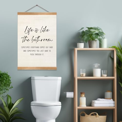 ZTGDA Funny Bathroom Decor Wall Art,Life is Like The Bathroom Canvas Poster, Restroom Humor Sign, Inspirational Hanging Wall Art Print for Toilet, Guest Bathroom, Powder Room(Life is like) - Image 4