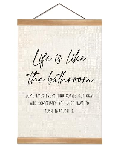 ZTGDA Funny Bathroom Decor Wall Art,Life is Like The Bathroom Canvas Poster, Restroom Humor Sign, Inspirational Hanging Wall Art Print for Toilet, Guest Bathroom, Powder Room(Life is like) - Image 1