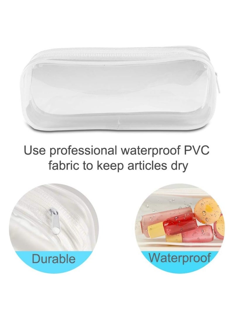 2 Pcs Clear Pen Pencil Big Capacity Pencil Case Bag Storage Bag Holder Transparent PVC Pen Bag Pencil Pouch with Zipper for School Supplies, Travel Cosmetic Makeup Bag - Image 4