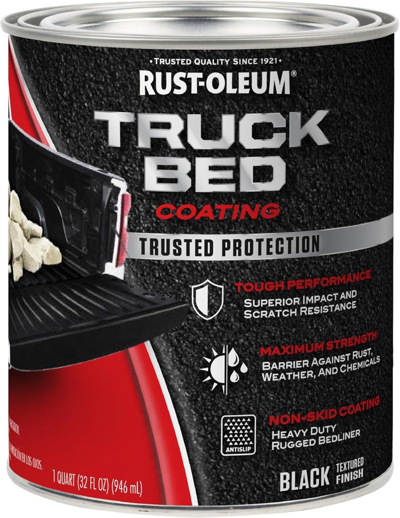Rust-Oleum 342668 Automotive Truck Bed Coating, Quart, Black, 32 Fl Oz Bug proof seal - Image 1