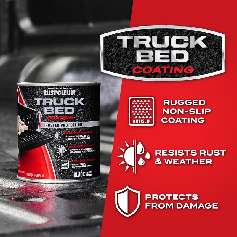 Rust-Oleum 342668 Automotive Truck Bed Coating, Quart, Black, 32 Fl Oz Bug proof seal - Image 3