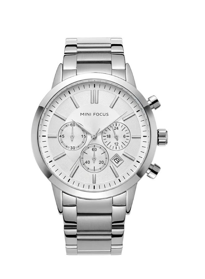 MINI FOCUS Men's Stainless Steel Analog Wrist Watch Mf0188G-01 - White/Silver