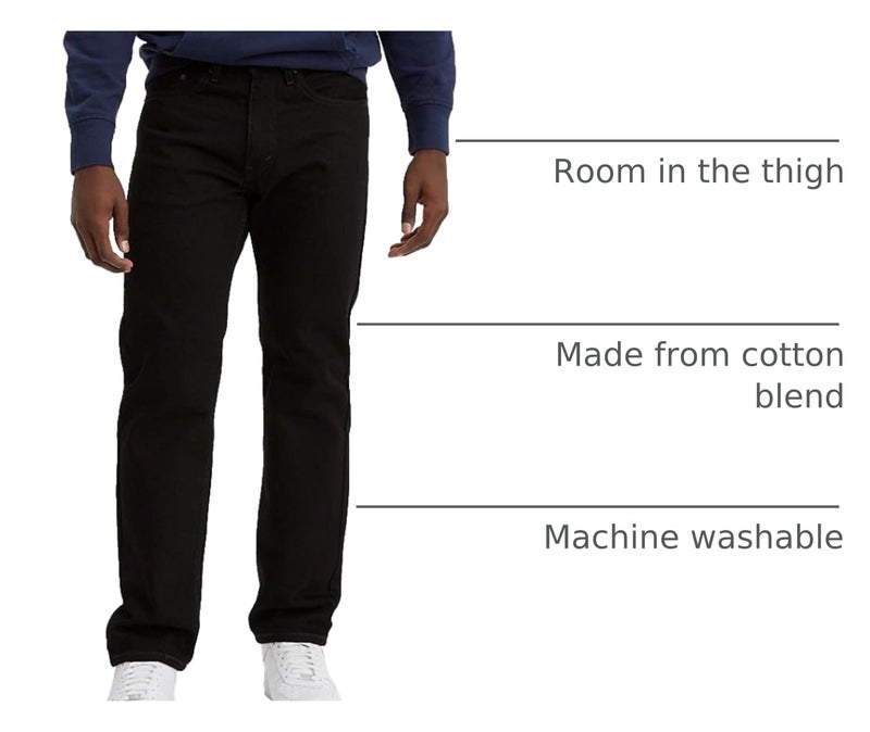 Levi's جينز ليفي للرجال 505 بقصة عادية (متوفر أيضًا في الأحجام الكبيرة والطويلة) 31W x 34L أسود - غير متوفر - Image 2