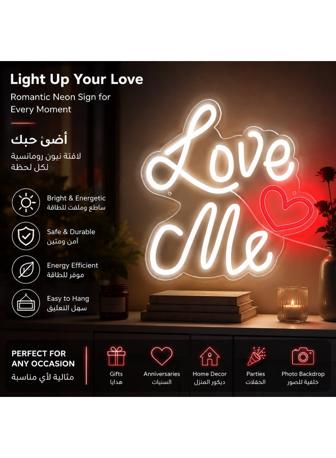 لوحة نيون LED "Love Me" تعمل بـ USB - ديكور رومانسي للخطوبة والزفاف وغرف النوم، مصباح ليلي موفر للطاقة، هدية مثالية لمن تحب. - Image 2