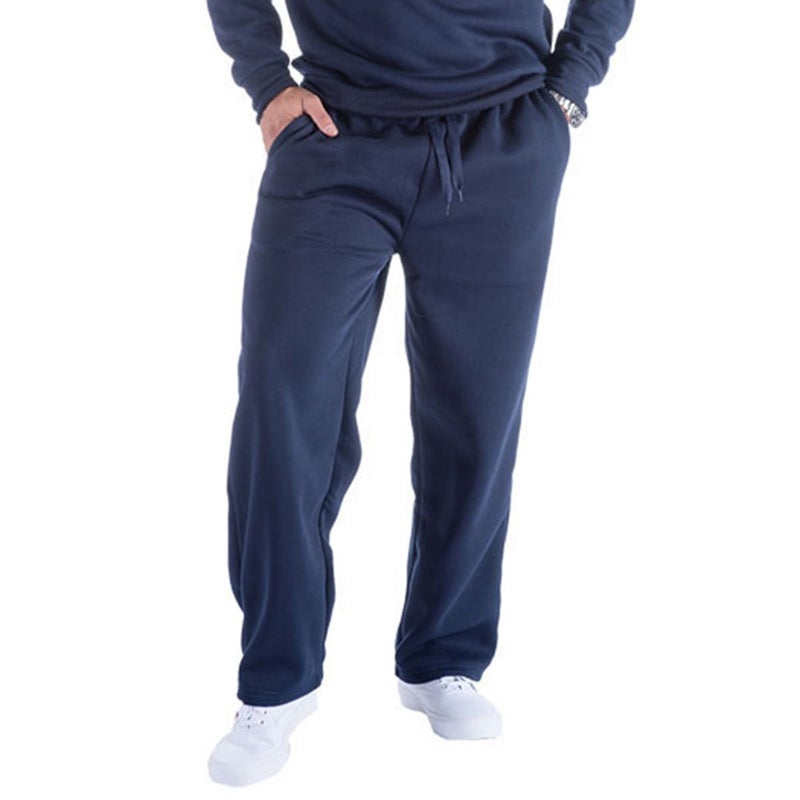 Facitisu Mens Sweatpants Fleece Athletic Open Bottom Workout Pants with Pocket Baggy Drawstring Sweats Pants Gym Joggers Navy XLarge