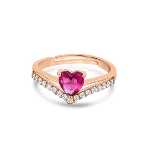ZAVYA 925 Sterling Silver Pink Heart Rose Gold Plated Ring | Gifts For Women And Girls | With Certificate of Authenticity and 925 Hallmark - Image 5
