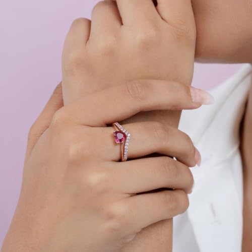 ZAVYA 925 Sterling Silver Pink Heart Rose Gold Plated Ring | Gifts For Women And Girls | With Certificate of Authenticity and 925 Hallmark - Image 4
