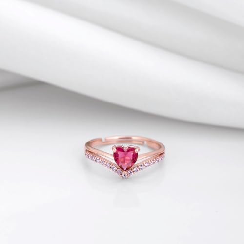 ZAVYA 925 Sterling Silver Pink Heart Rose Gold Plated Ring | Gifts For Women And Girls | With Certificate of Authenticity and 925 Hallmark - Image 2