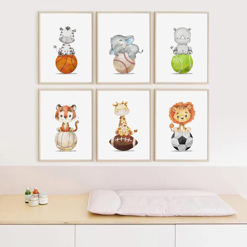 Baccone Baby Boy Wall Art Set of 6 - Nursery Sports Prints - Image 4