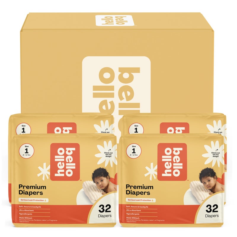 Hello Bello Premium Diapers Size 1 812 lbs Surprise Pack for Boys 128 Count Hypoallergenic with Soft ClothLike Feel Assorted Boy Gender Neutral Patterns