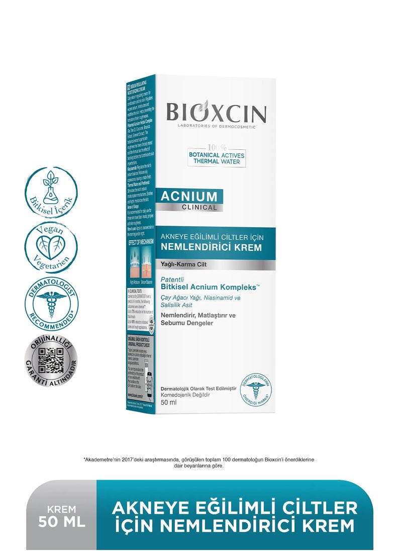 BIOXCIN ACNIUM SERIES MOISTURIZING CREAM FOR ACNE PRONE SKIN  - 50 Ml  - Image 1