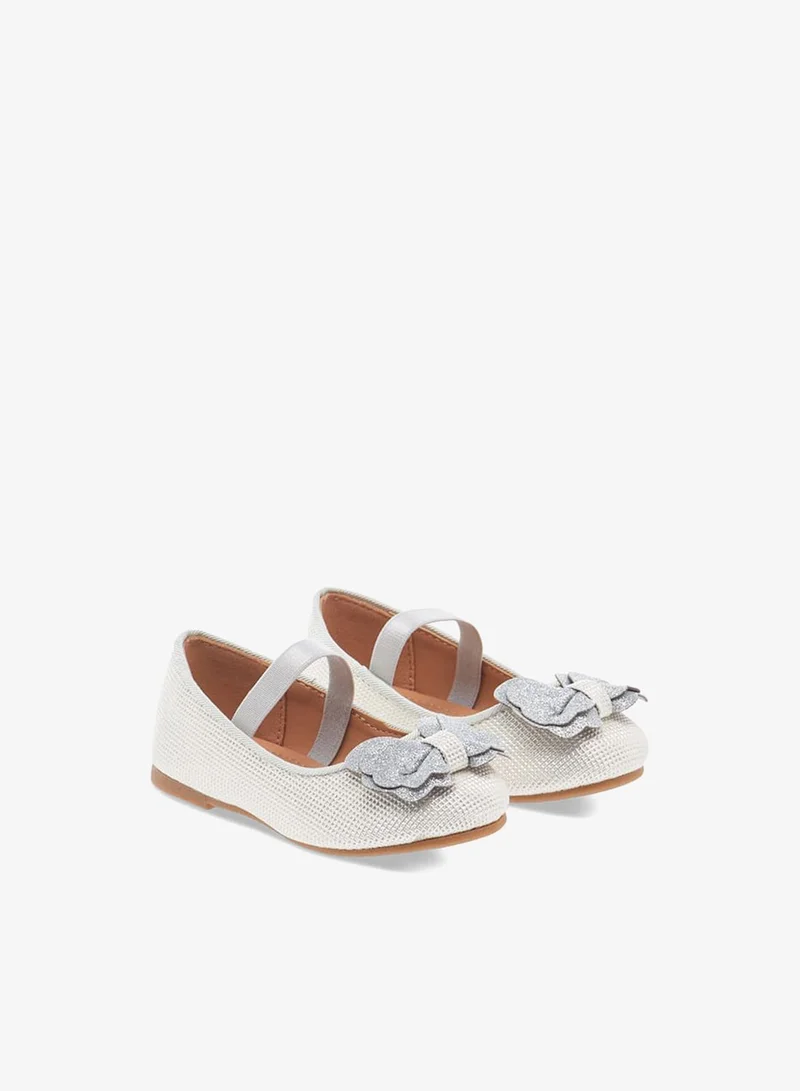 Flora Bella By Shoexpress Girls Bow Accent Ballerina Shoes with Elastic Strap Detail Ramadan Collection