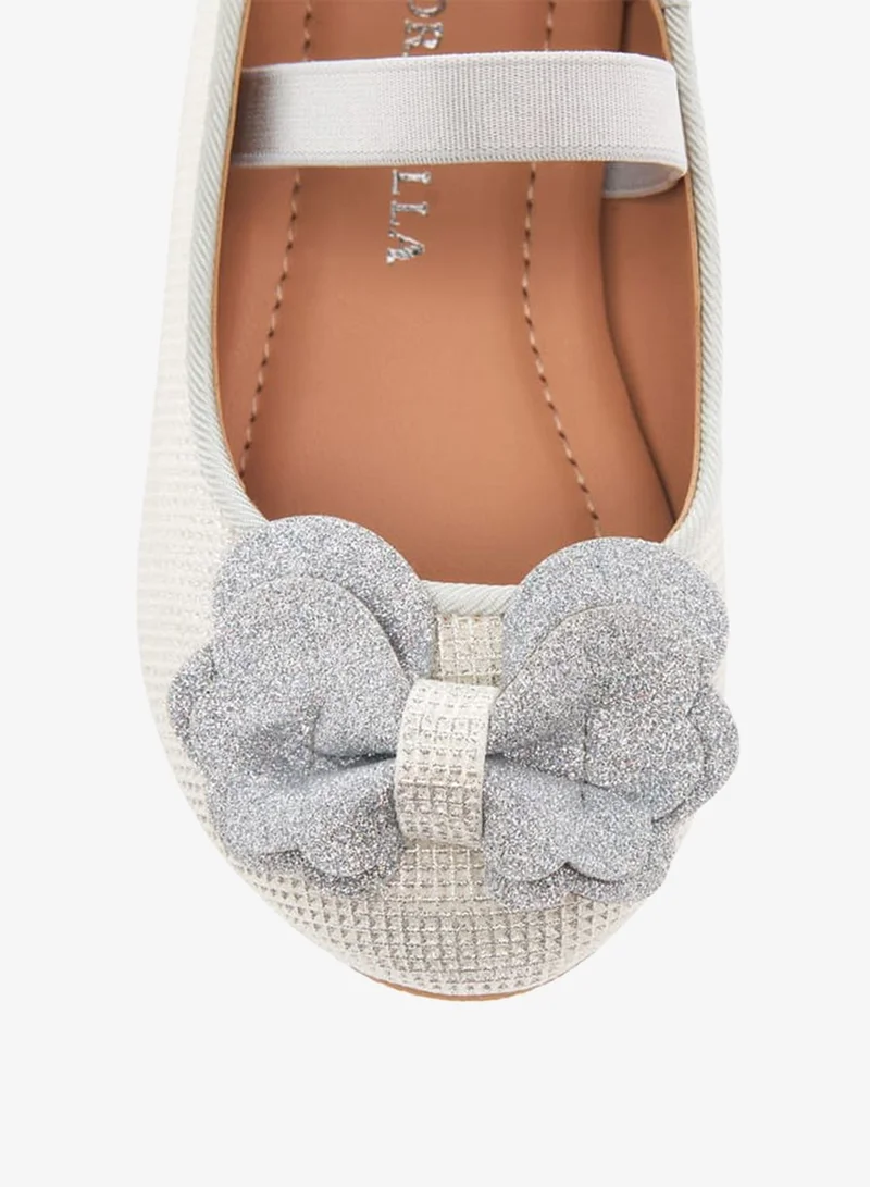 Flora Bella By Shoexpress Girls Bow Accent Ballerina Shoes with Elastic Strap Detail Ramadan Collection