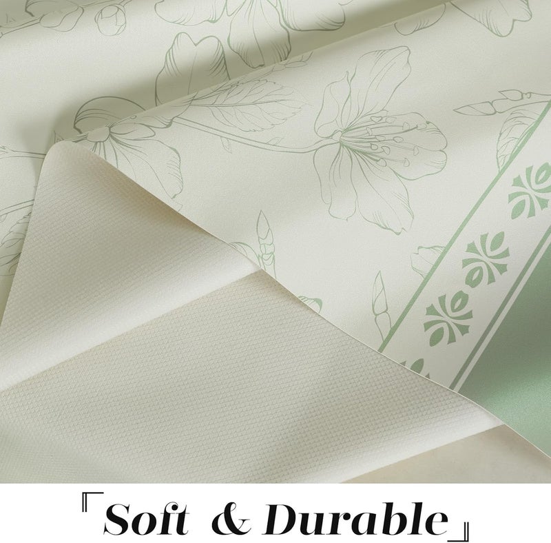 FAVE Rectangle Tablecloth Leather Table Cloth for Kitchen Dining Table Floral Waterproof Tablecloth Cover for Rectangle Table White TableclothGreen Floral 52x70 - Image 2