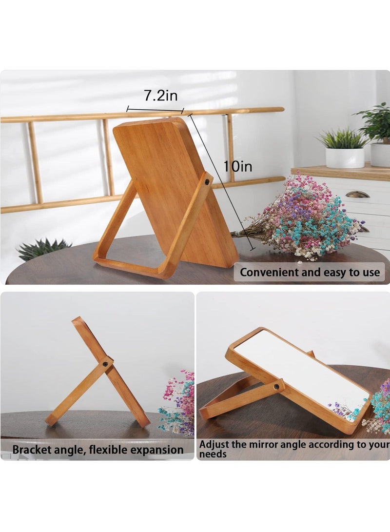 Captaintech Wooden Desk Mirror for Makeup, Table Mirror Vanity with Wood Frame Rectangle Countertop Mirror Farmhouse Bedroom for Living Room, Bathroom Dorm Make Up Mirror for Make up Table - Image 4