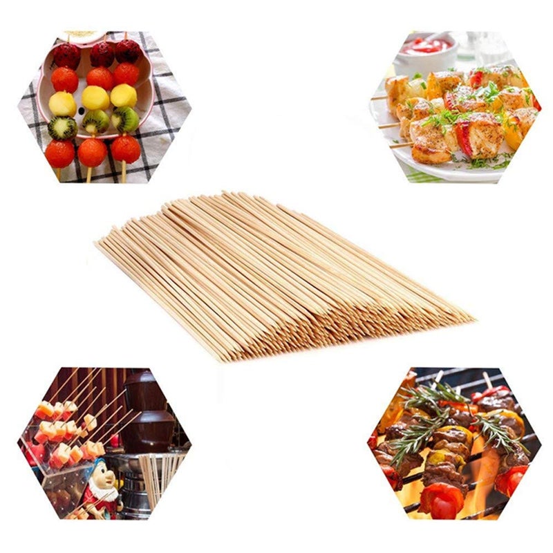 Skewers 6 Inch 100 Pack Bamboo Sticks Shish Kabob Skewers,Grill, Appetizer, Fruit, Corn, Chocolate Fountain, Cocktail - Image 2