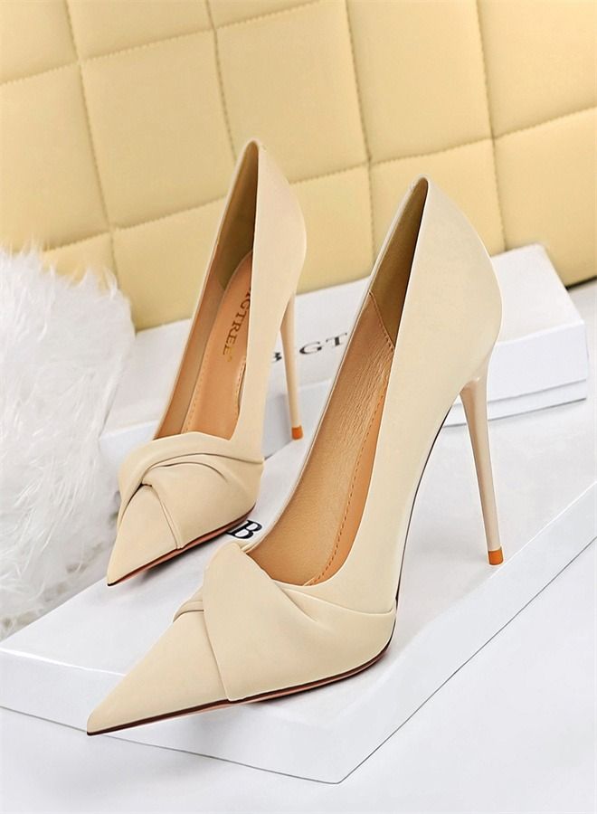 BIGTREE Fashion Pointed High Heels 10CM Beige 