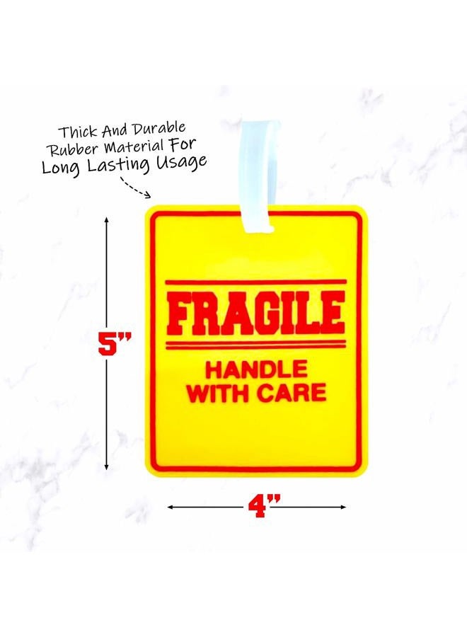 Jayour 2 Pack - Bright and Large Luggage Tags - Fragile - Handle with Care - 5x4 Inch Size - Great for Luggage or Any Travel Bag - Image 2