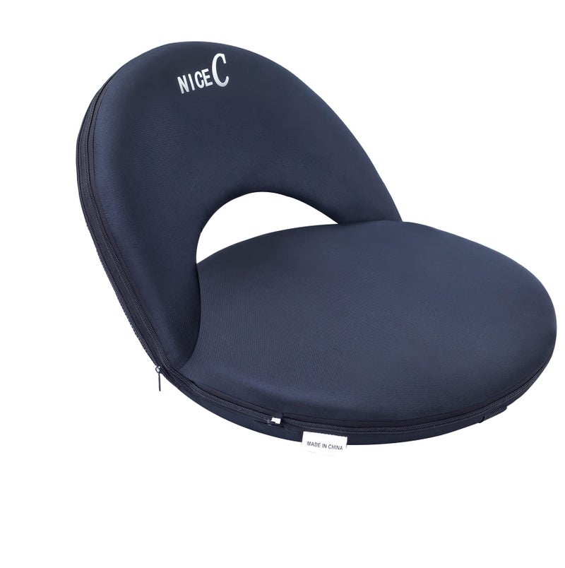 Nice C Stadium Seats, Floor Chairs, Bleacher Chairs, 10-Posisition Reclining Waterproof Cushion, Ultralight, Foldable, Extra Thick Padding, with Shoulder Strap & Net Pocket (Set of 1 Black)