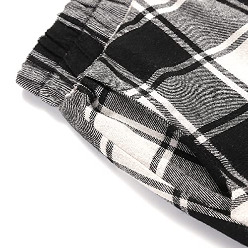 IDEALSANXUN Women’s Plaid Skirt Elastic Waist A-line Midi Pleated Skirts (Medium, Plaid Black&White) - Image 5