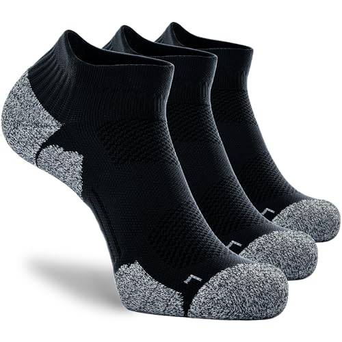 CWVLC Unisex Cushioned Compression Athletic Ankle Socks Multipack, 3-pairs Black, M (7.5-10 W US/ 6-8.5 M US) - Image 1