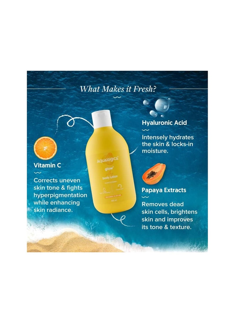 Aqualogica - Aqualogica Glow+ Silky Body Lotion with Papaya & Vitamin C | For Normal to Dry Skin | Gives 24hr Moisturization | 300 ml - Image 1