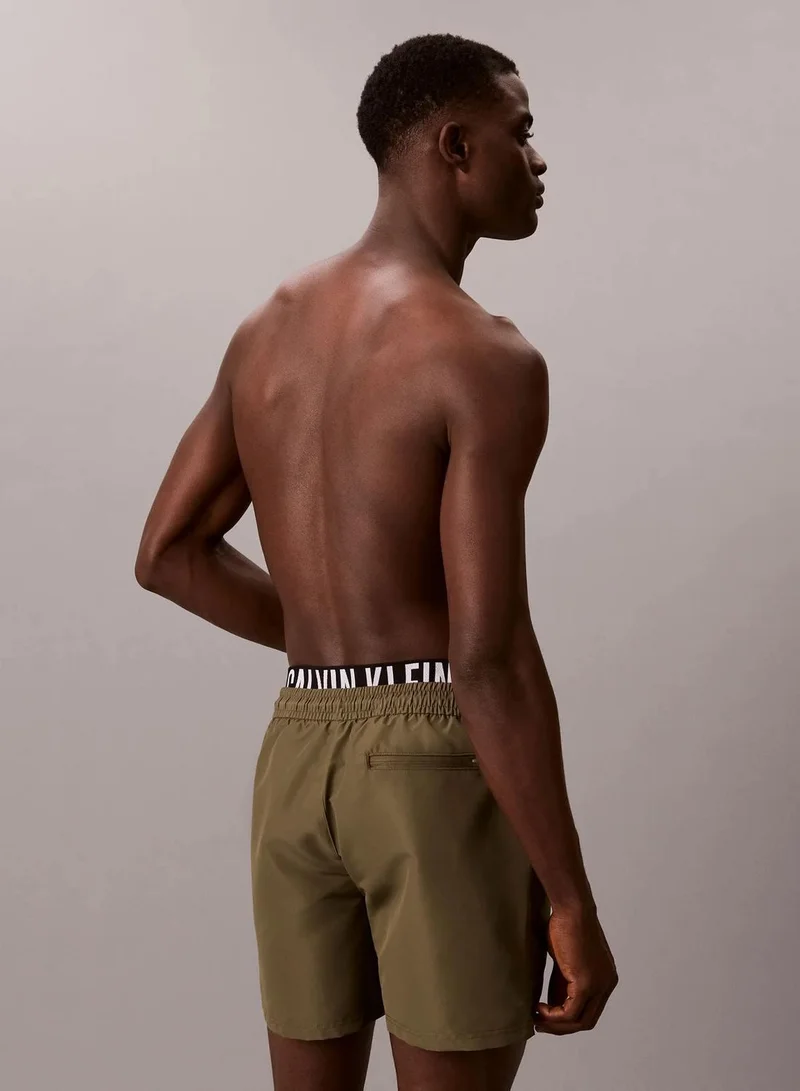 Calvin Klein Brush Green Double Waistband Swim Shorts - Intense Power for Men | Best Price UAE