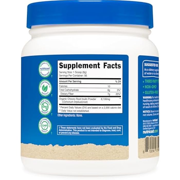 Nutricost Organic Inulin Powder 1LB (454 Grams) 7 Grams of Fiber Per Serving - from Chicory Root - Certified USDA Organic - Image 5