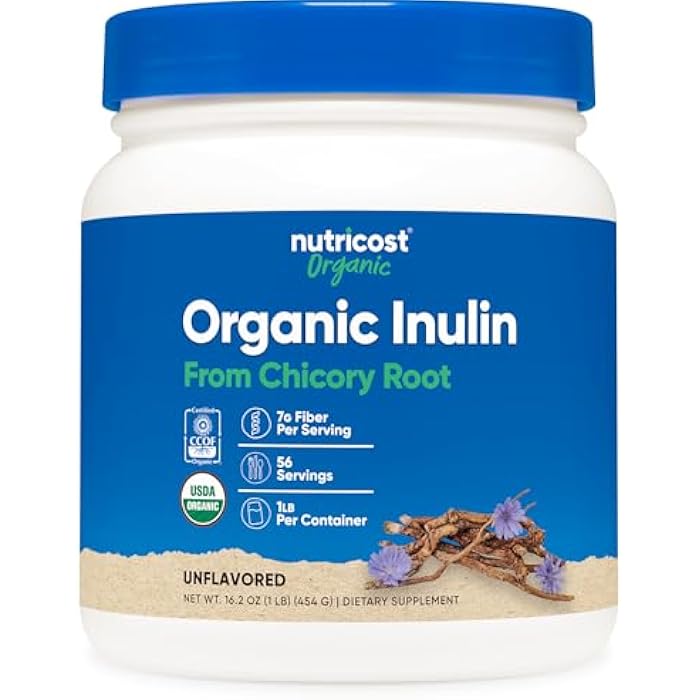 Nutricost Organic Inulin Powder 1LB (454 Grams) 7 Grams of Fiber Per Serving - from Chicory Root - Certified USDA Organic - Image 1