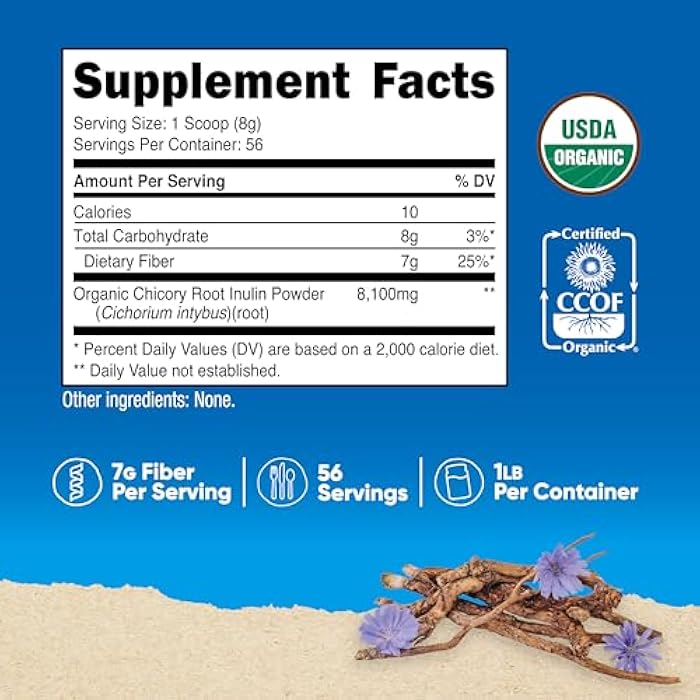 Nutricost Organic Inulin Powder 1LB (454 Grams) 7 Grams of Fiber Per Serving - from Chicory Root - Certified USDA Organic - Image 2