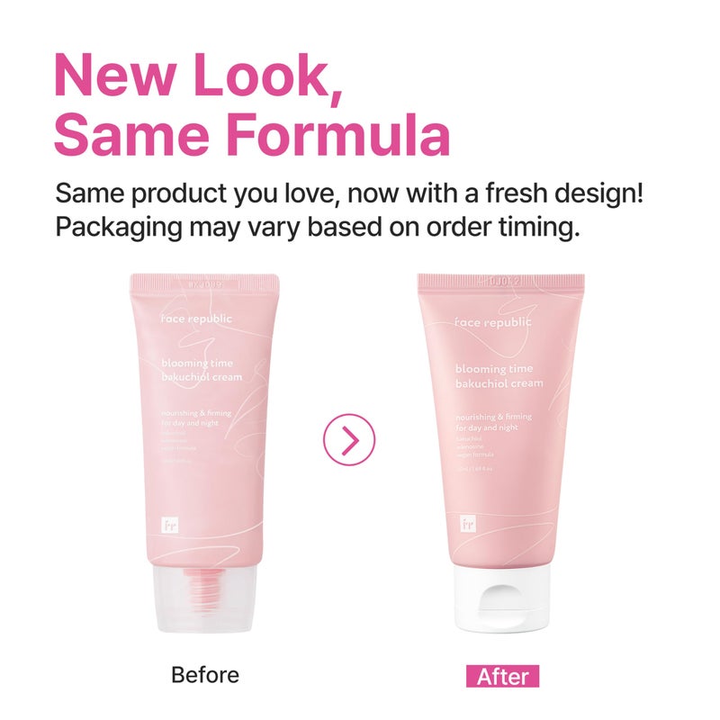 Face Republic Blooming Time Bakuchiol Cream 50ml 1.69 fl oz | Day & Night Nourishing Cream, Wrinkle Care | Bakuchiol, Adenosine | Firm, Elastic, Plump Skin | Cruelty-Free Vegan Korean Skin Care - Image 2