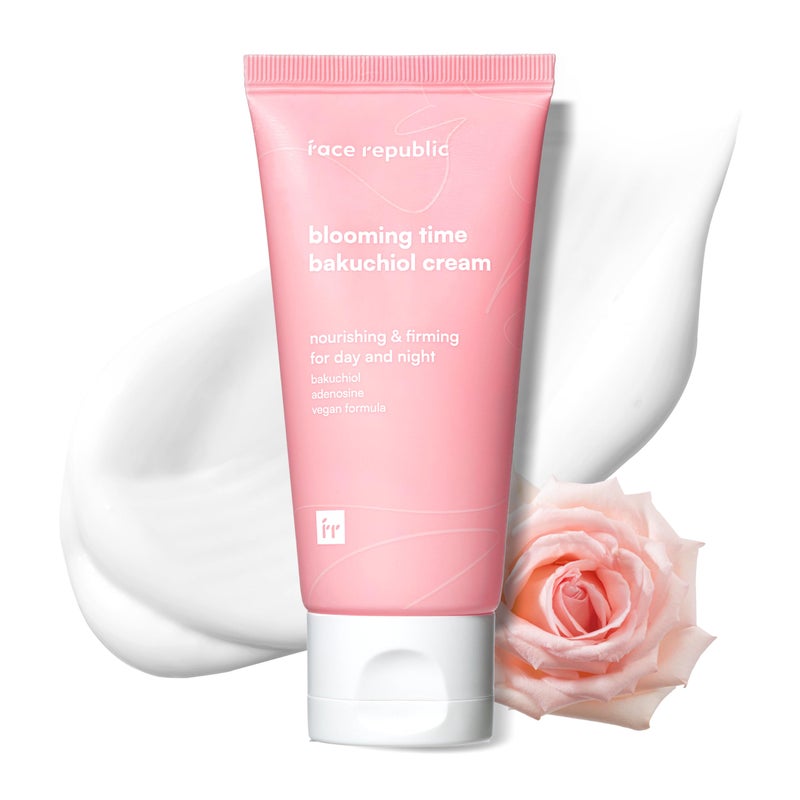 Face Republic Blooming Time Bakuchiol Cream 50ml 1.69 fl oz | Day & Night Nourishing Cream, Wrinkle Care | Bakuchiol, Adenosine | Firm, Elastic, Plump Skin | Cruelty-Free Vegan Korean Skin Care - Image 1