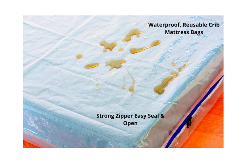 JUNESHE Crib Mattress Storage Bag with Zipper -5 Mil Plastic Waterproof Crib Mattress Bag for Moving and Storage - Image 3
