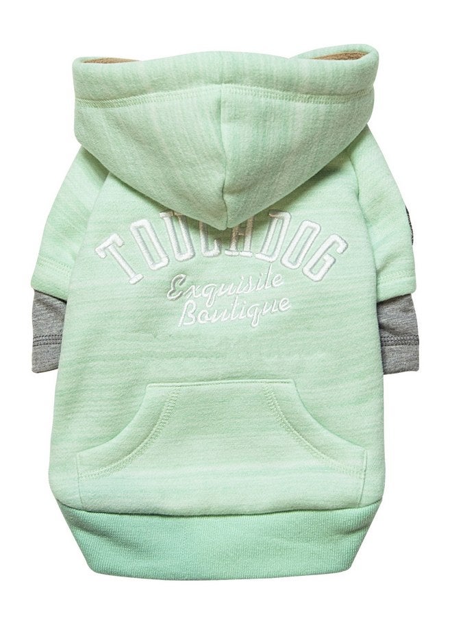 TOUCHDOG 'Hampton Beach' Designer Fashion Ultra-Plush Sand Blasted Pet Dog Hooded Sweater Hoodie, Medium, Green - Image 1